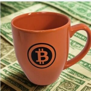 Bitcoin BTC Logo Orange Ceramic Coffee Mug Crypto Cryptocurrency Trader Gift 4in